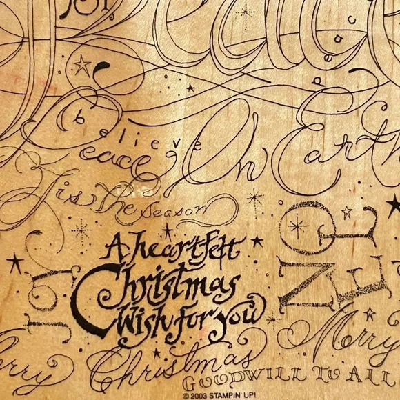 Holiday Print Stampin Up 2003 Rubber Stamp - Hope Peace Heartfelt Christmas 629 - Picture 6 of 13